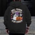 Will Trade Students For Candy Halloween Teacher Men Zip Up Hoodie Back Print, funny design Will Trade Students For Candy Halloween Teacher Men Zip Up Hoodie Back Print, funny design