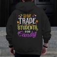 Will Trade Students For Candy Teacher Cute Halloween Costume Men Zip Up Hoodie Back Print, funny design Will Trade Students For Candy Teacher Cute Halloween Costume Men Zip Up Hoodie Back Print, funny design