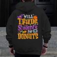 Will Trade Students For Donuts Halloween Teacher Men Zip Up Hoodie Back Print, funny design Will Trade Students For Donuts Halloween Teacher Men Zip Up Hoodie Back Print, funny design