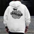 Back To School Checkered Apple Teacher Checkerboard Teacher For Men Women Girls Kids Men Zip Up Hoodie Back Print, funny design