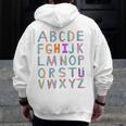 Back To School Kindergarten Alphabet ABC Teacher Women Kids Men Zip Up Hoodie Back Print, funny design Back To School Kindergarten Alphabet ABC Teacher Women Kids Men Zip Up Hoodie Back Print, funny design