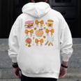 Coquette Bow Teacher Thanksgiving Fall Autumn Girls Women Men Zip Up Hoodie Back Print, funny design