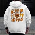 Coquette Teach Teacher Bows Thanksgiving Turkey Fall Autumn Men Zip Up Hoodie Back Print, funny design