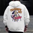 Cute Elementary School Student Dog Teacher's Pet Men Zip Up Hoodie Back Print, funny design