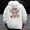 Cute Floral Highland Cow Back To School For Women Teacher Men Zip Up Hoodie Back Print, funny design Cute Floral Highland Cow Back To School For Women Teacher Men Zip Up Hoodie Back Print, funny design