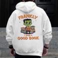 Cute Halloween Teacher Librarian Frankenstein Reading Books Men Zip Up Hoodie Back Print, funny design Cute Halloween Teacher Librarian Frankenstein Reading Books Men Zip Up Hoodie Back Print, funny design
