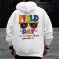 Field Day 2025 Let The Games Begin Kids Boys Girls Teachers Men Zip Up Hoodie Back Print, funny design