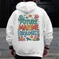 Future Marine Biologist Student Biology Teacher Kids Men Zip Up Hoodie Back Print, Future Teacher Gifts, funny design