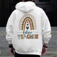 Future Teacher Boho Rainbow Leopard New Grad Student Men Zip Up Hoodie Back Print, Future Teacher Gifts, funny design