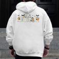 Ghosts Reading Books Library Halloween Teacher Men Women Kid Men Zip Up Hoodie Back Print, funny design
