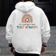 Good Day To Teach Tiny Humans Rainbow Teacher Men Zip Up Hoodie Back Print, funny design