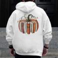 Halloween Teacher Librarians Fall Book Pumpkin Retro Reading Men Zip Up Hoodie Back Print, funny design