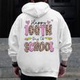 Happy 100th Day Of School Leopard Print Teacher Student Kids Men Zip Up Hoodie Back Print, funny design