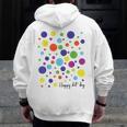 Happy Dot Day 2025 Polka Dot Boys Girls Kids Teacher Dot Day Men Zip Up Hoodie Back Print, funny design Happy Dot Day 2025 Polka Dot Boys Girls Kids Teacher Dot Day Men Zip Up Hoodie Back Print, funny design