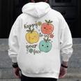 Happy To See Your Face Teacher Apple Men Zip Up Hoodie Back Print, funny design