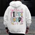 Hello First Grade Teacher Coquette Pencil Bow Back To School Men Zip Up Hoodie Back Print, First Grade Teacher Gifts, funny design Hello First Grade Teacher Coquette Pencil Bow Back To School Men Zip Up Hoodie Back Print, First Grade Teacher Gifts, funny design