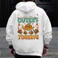 Humor I Teach The Cutest Turkeys Thanksgiving Teacher Men Zip Up Hoodie Back Print, funny design