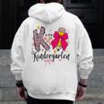 K Is For Kindergarten Teacher Coquette Bow Back To School Men Zip Up Hoodie Back Print, funny design K Is For Kindergarten Teacher Coquette Bow Back To School Men Zip Up Hoodie Back Print, funny design