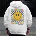 Kindergarten Squad Smile Face Teachers Kids Back To School Men Zip Up Hoodie Back Print, funny design