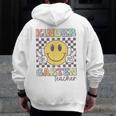 Kindergarten Teacher Team Hippie Smile Face Back To School Men Zip Up Hoodie Back Print, funny design Kindergarten Teacher Team Hippie Smile Face Back To School Men Zip Up Hoodie Back Print, funny design