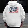 Literacy Justice For All Teacher Men Zip Up Hoodie Back Print, funny design Literacy Justice For All Teacher Men Zip Up Hoodie Back Print, funny design