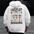 Love Job For Little Reasons Daycare Teacher Graphic Men Zip Up Hoodie Back Print, funny design Love Job For Little Reasons Daycare Teacher Graphic Men Zip Up Hoodie Back Print, funny design