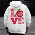 Love Kindergarten Cute Apple School Teacher Men Zip Up Hoodie Back Print, funny design Love Kindergarten Cute Apple School Teacher Men Zip Up Hoodie Back Print, funny design
