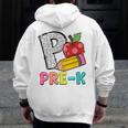 P Is For Pre-K Teacher Pencil Apple Back To School Men Zip Up Hoodie Back Print, funny design P Is For Pre-K Teacher Pencil Apple Back To School Men Zip Up Hoodie Back Print, funny design