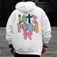 Lets Read Reading Teacher Back To School Literacy Pencil Bow Men Zip Up Hoodie Back Print, funny design