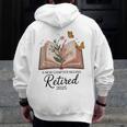 Retired 2025 A New Chapter Begins Retirement Teacher Book Men Zip Up Hoodie Back Print, funny design