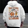 Retro Fall In Love With Learning Autumn Pumpkin Teacher Kids Men Zip Up Hoodie Back Print, funny design Retro Fall In Love With Learning Autumn Pumpkin Teacher Kids Men Zip Up Hoodie Back Print, funny design