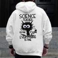 Science Teacher Appreciation Merch -Adults -Youth Grey Classic Fit Modern Science Theme Cartoon Men Zip Up Hoodie Back Print, Science Teacher Gifts, funny design