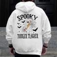 Spooky Toddler Teacher Halloween School Men Zip Up Hoodie Back Print, funny design