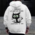 I Survived 67 Days Of School Teachers Students Humor Men Zip Up Hoodie Back Print, funny design
