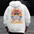 I Teach In My Pajamas Teacher Sunset Bear Retro Men Zip Up Hoodie Back Print, funny design I Teach In My Pajamas Teacher Sunset Bear Retro Men Zip Up Hoodie Back Print, funny design