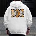 Teacher Appreciation Boho Floral Leopard Checkered Men Zip Up Hoodie Back Print, funny design