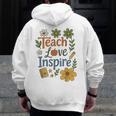 Teacher Inspire Love Men Zip Up Hoodie Back Print, funny design Teacher Inspire Love Men Zip Up Hoodie Back Print, funny design