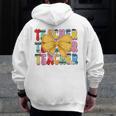 Teacher Pencil Coquette Bow Back To School Teacher Men Zip Up Hoodie Back Print, funny design