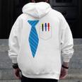 Teacher Tie & Pocket Protector Costume School Men Zip Up Hoodie Back Print, funny design