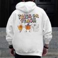 Trick Or Teach Candy Corn Pumpkin Ghost Teacher Men Zip Up Hoodie Back Print, funny design Trick Or Teach Candy Corn Pumpkin Ghost Teacher Men Zip Up Hoodie Back Print, funny design