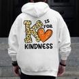 Unity Day K Is For Kindness Anti Bullying Orange Teacher Men Women Kids Men Zip Up Hoodie Back Print, funny design