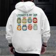 Women Literacy Is My Jam Literacy Teacher Reading Teacher Men Zip Up Hoodie Back Print, funny design Women Literacy Is My Jam Literacy Teacher Reading Teacher Men Zip Up Hoodie Back Print, funny design