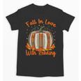Fall In Love With Reading Pumpkin Autumn Librarians Teacher Unisex T-Shirt, trending gift