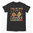 Groovy Fall In Love With Learning Autumn Pumpkin Teacher Unisex T-Shirt, Groovy Teacher Gifts, trending gift