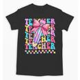 Groovy Teacher Cute Coquette Bow Flower Retro Back To School Unisex T-Shirt, Groovy Teacher Gifts, trending gift Groovy Teacher Cute Coquette Bow Flower Retro Back To School Unisex T-Shirt, Groovy Teacher Gifts, trending gift