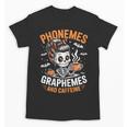 Halloween Skeleton Teacher Phonemes Graphemes Caffeine Lover Unisex T-Shirt, trending gift Halloween Skeleton Teacher Phonemes Graphemes Caffeine Lover Unisex T-Shirt, trending gift