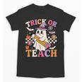 Retro Floral Ghost Trick Or Teach Groovy Teacher Halloween Unisex T-Shirt, Groovy Teacher Gifts, trending gift