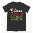 Santa's Favorite Pre-K Teacher Christmas Santa Hat Lights For Men Women Kids Unisex T-Shirt, trending gift