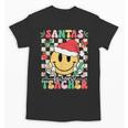 Santas Favorite Teacher Retro Groovy Smile Face Christmas Unisex T-Shirt, Groovy Teacher Gifts, trending gift