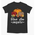 Teach Love Inspire Autumn Fall Plaid Leopard Pumpkin Teacher For Men Women Kids Unisex T-Shirt, trending gift